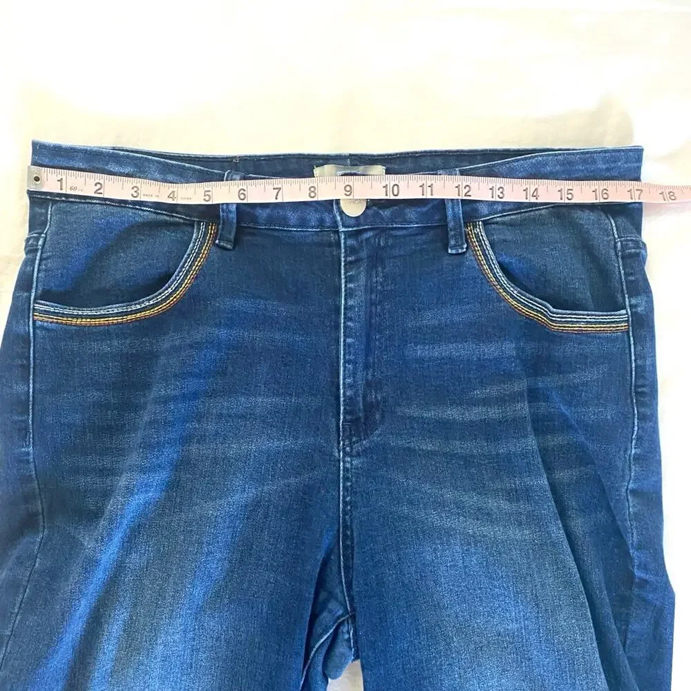 LUUKSE Wide Leg High Rise Jeans‎ Size 16 Darker Wash Denim w Rainbow Pocket Plus